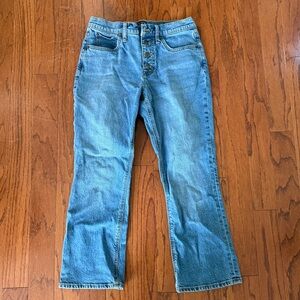 J. Crew Factory Light Blue Button-Fly Mid-Rise Flare Crop Jeans